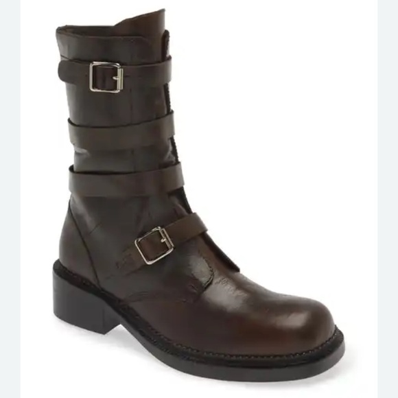 Jeffery Campbell Shoreditch Brown Moto Boots 6